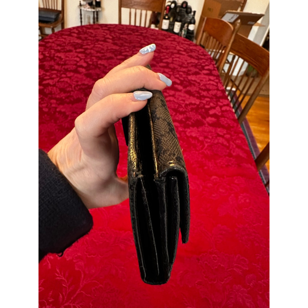 Gucci Black Monogram Canvas & Leather Long Snap Wallet with Silver Accent - Picture 6 of 12